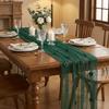 3D Flower Pearl Table Runner Semi-Transparent Gauze Tablecloth Tulle Table Runner Birthday Party