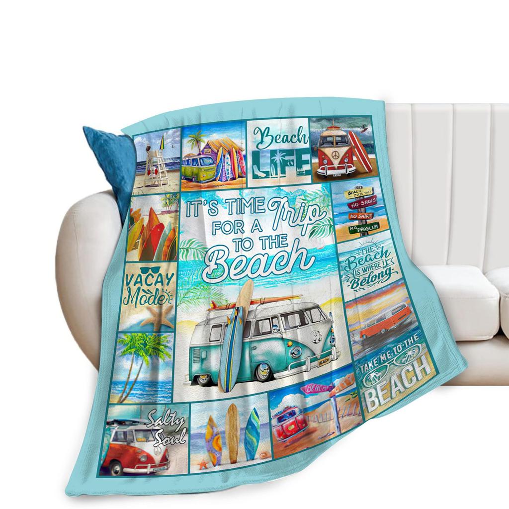 Camping Series Green Tree Printed Blanket Men'S And Women'S Four Seasons Available Soft Blanket Flannel Blanket