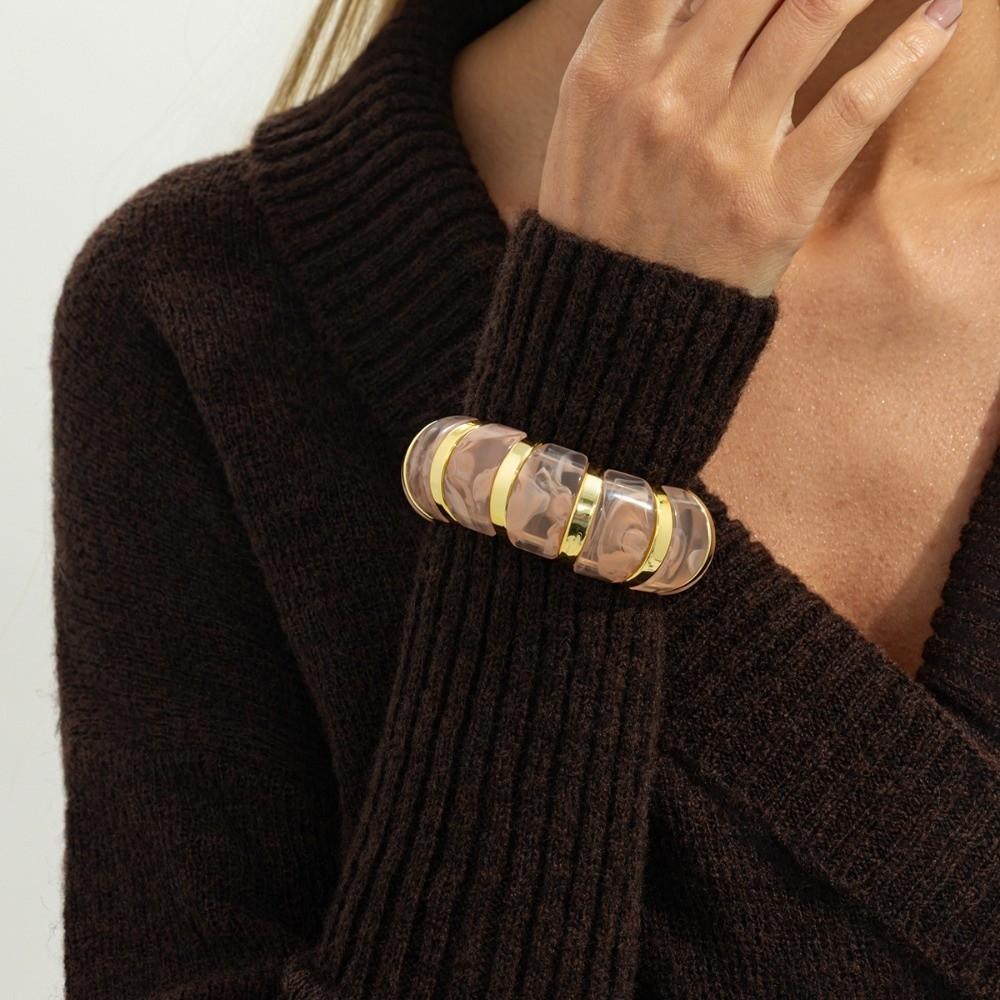 

Fashion Vintage Resin Amber Bracelet Elastic Geometric Stretchy Bracelet Punk Geometric Bracelet Women Jewelry