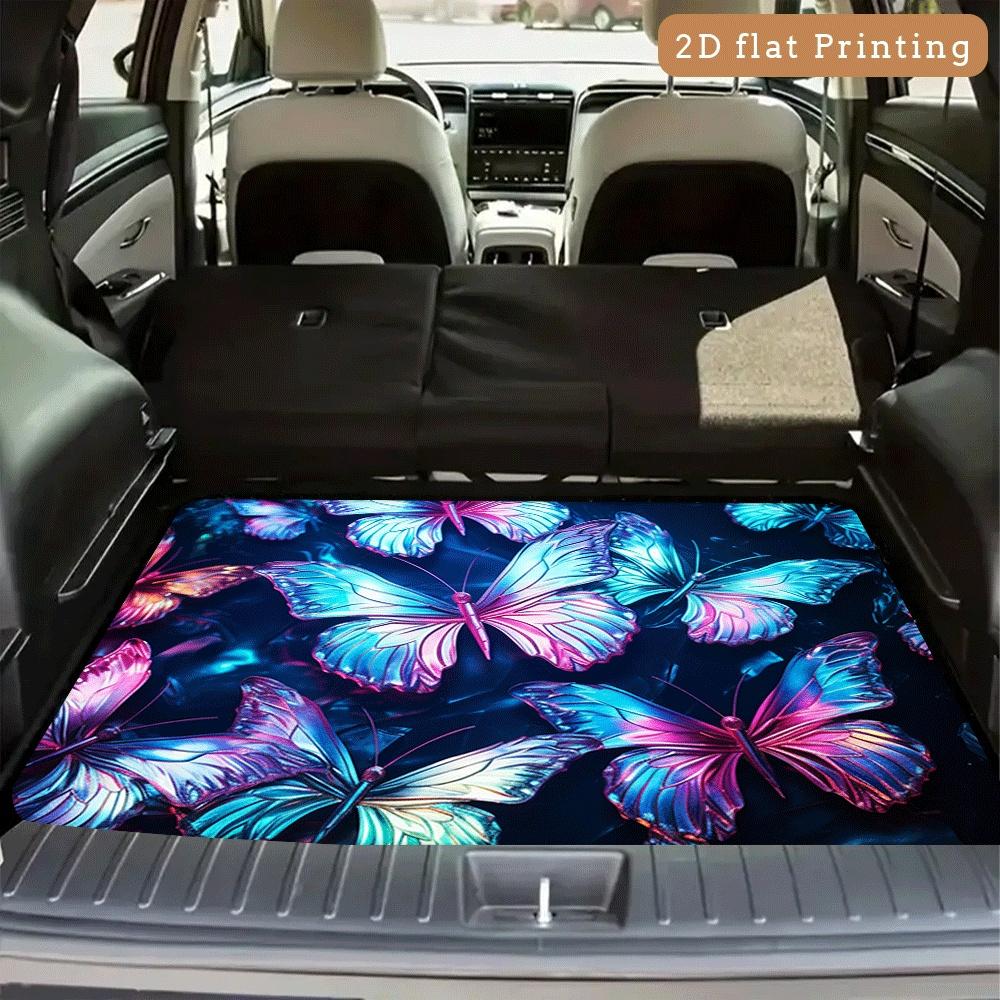 1Pcs Butterflies Car Trunk Mat with Anti Slip Cargo Liner Waterproof Rear Storage Protector Floor Mat for SUV Sedan Vehicle Inte