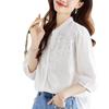 Embroidered White 3/4 Sleeve Hollow Summer Top - Slim Fashion Design, Loose Fit