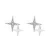 925 Sterling Silver Four-Pointed Star Stud Earrings for Women - Japanese and Korean Fresh Style with Full Diamond.
