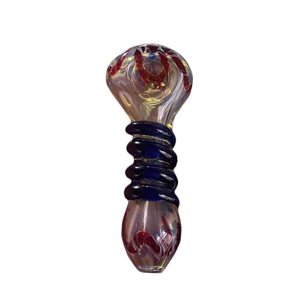 4" Glass Smoking Pipe Outside Bowl Hand Pipe Fumed Colorful Changing