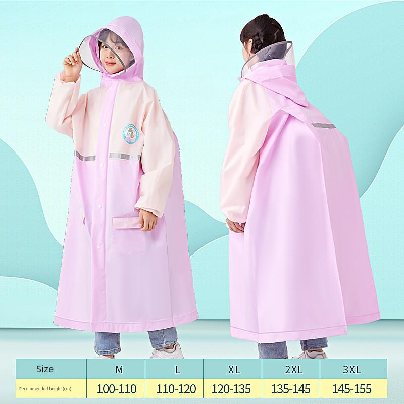 Children's Raincoat for Boys and Girls, Waterproof, for Elementary School Students, with Backpack Space, Reflective Strips