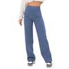 Fashionable Women's Casual Straight Leg Pants with High Waist Button Elastic Band Multiple Pockets Trousers Women’s