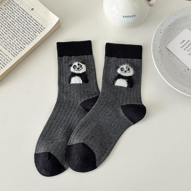 

Cute Cartoon Animal Socks For Children Early Autumn Three-Dimensional Felt Flocking Little Milk Dog Panda Mid-Tube Socks Pile Up Cotton Socks One size fits all