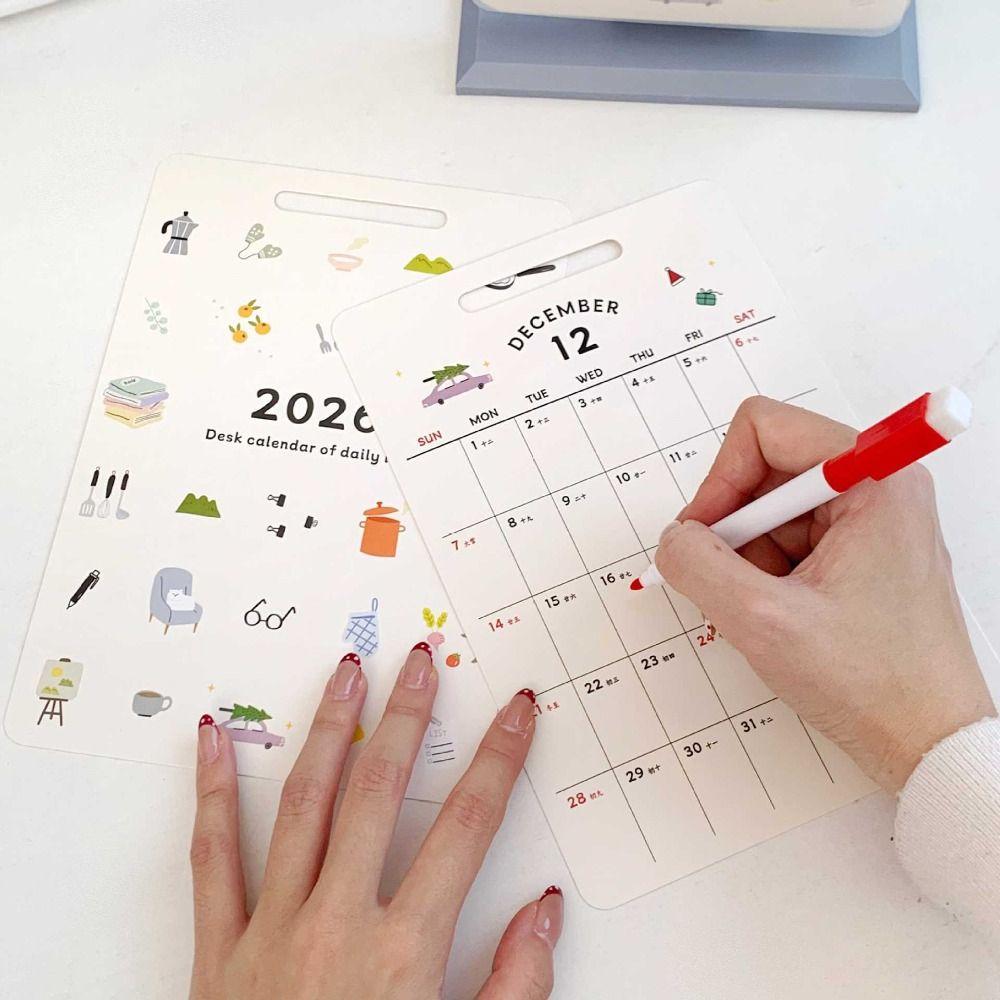 Paper Cartoon Desk Planner Cartoon 2026 Cute Student Calendar 2026 Desk Calendar  School