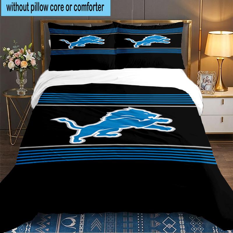 Detroit Team Spirit 3pcs Bedding Set,Including 1pc Duvet Cover And 2pcs Pillowcases Perfect Gift for Christmas,Ideal for Bedroom, Dormitory