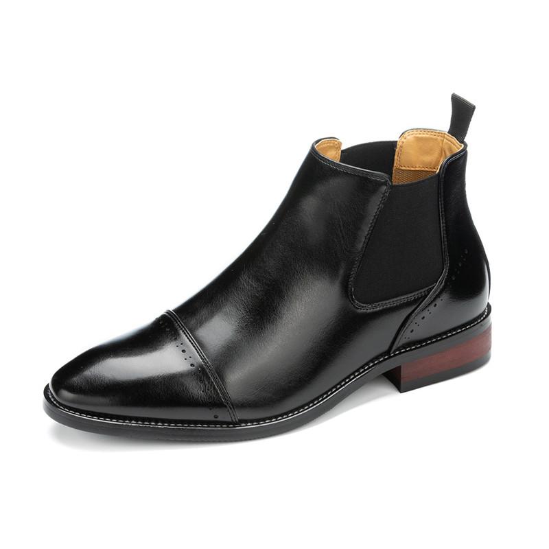 

Мода Мода Мужские Черные Коричневые Заостренные Деловые Повседневные Ботильоны Мужские Зимние Высокие Новинка Удобные Кожаные Ботинки Челси 38 чёрный