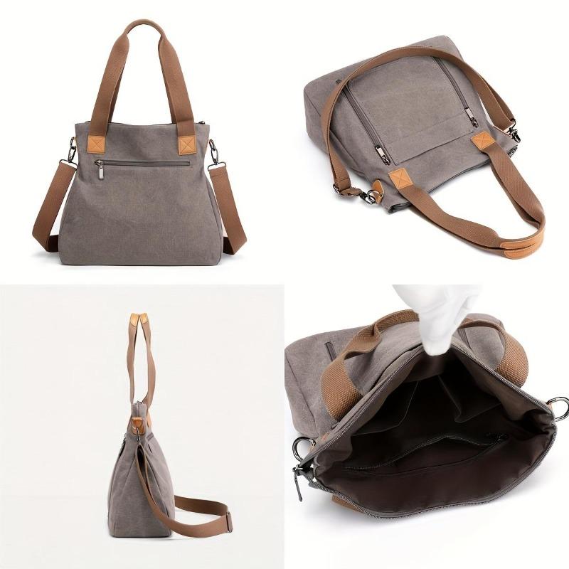Borsa tote in tela di grande capacità Borsa a tracolla leggera e resistente Borsa da pendolare pratica casual