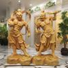 Holzschnitzerei Hum Ha Zwei Will Türgott Statue Chinesische mythologische Figur Haus Wohnzimmer Büro Feng Shui SchutzstatueEin Paar
