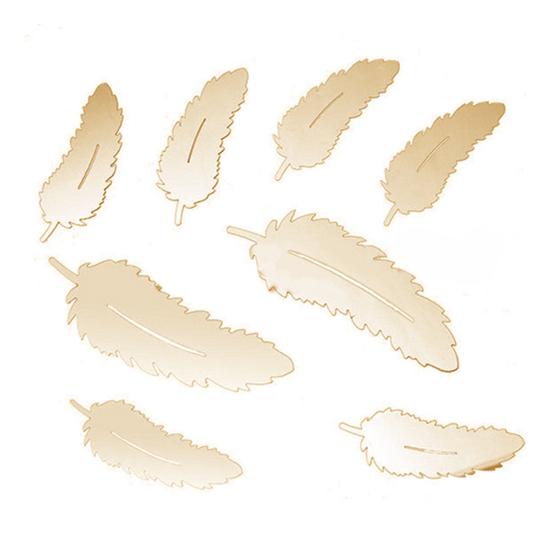

8 Pcs/Set Modern Feather Acrylic Mirror Wall Art Sticker Home Office Decor Gift золотий