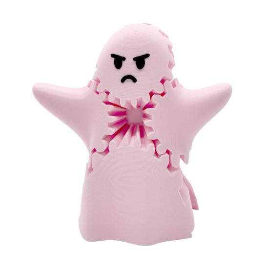 3D Printed Ghost Gear Cube Stress Anxiety Relief Halloween Cartoon Ghost Figurine Statue Fidget Toy Desktop Decoration Ornament