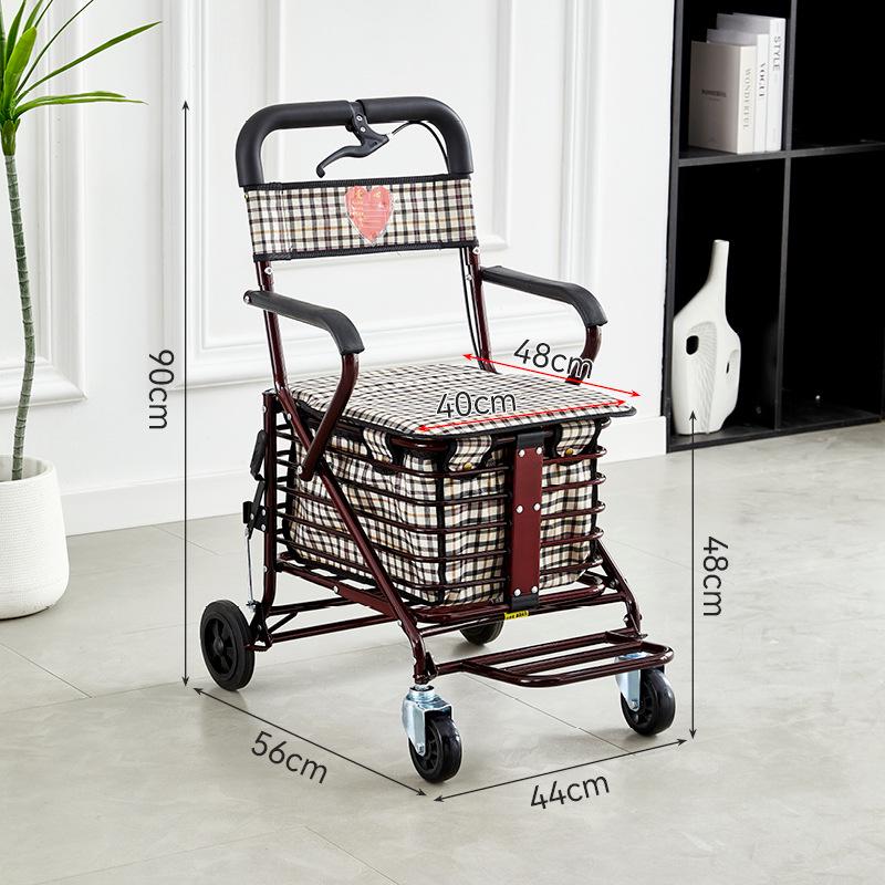Foldable Mobility Scooter: Pushable & Rideable Elderly Walker with Four Wheels, Portable Shopping Assistant