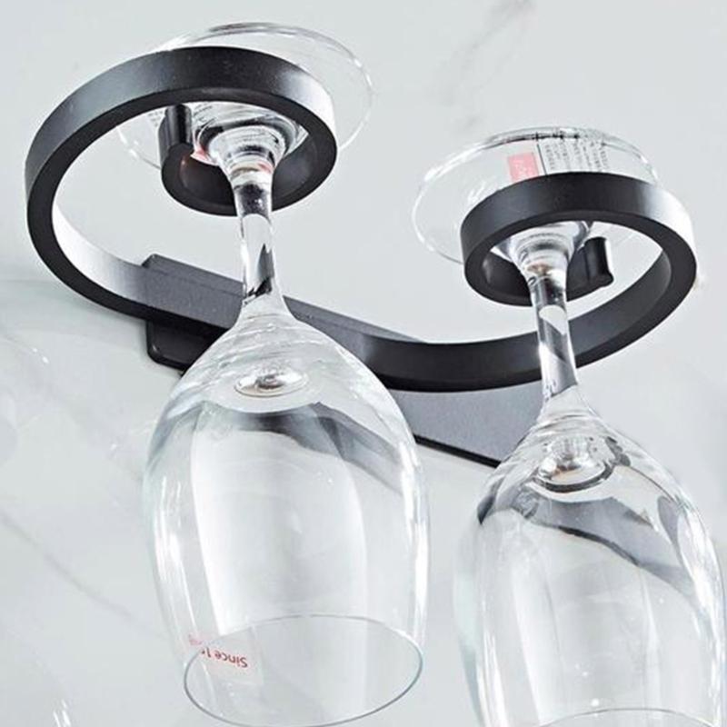 4Pcs Elegant Metal Wine Glass Rack Wall Mounted Stemwares Holder for Kitchen Storage Creative Under Cabinet Cup Hangers
