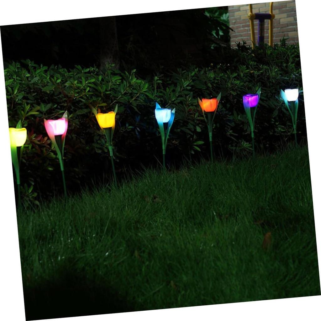 balacoo Garden Solar Lights Decorative 5pcs Tulip Design Solar Lawn Light Solar-Powered Ground Lamps Led Stake Lights for Outdoor Night Lighting