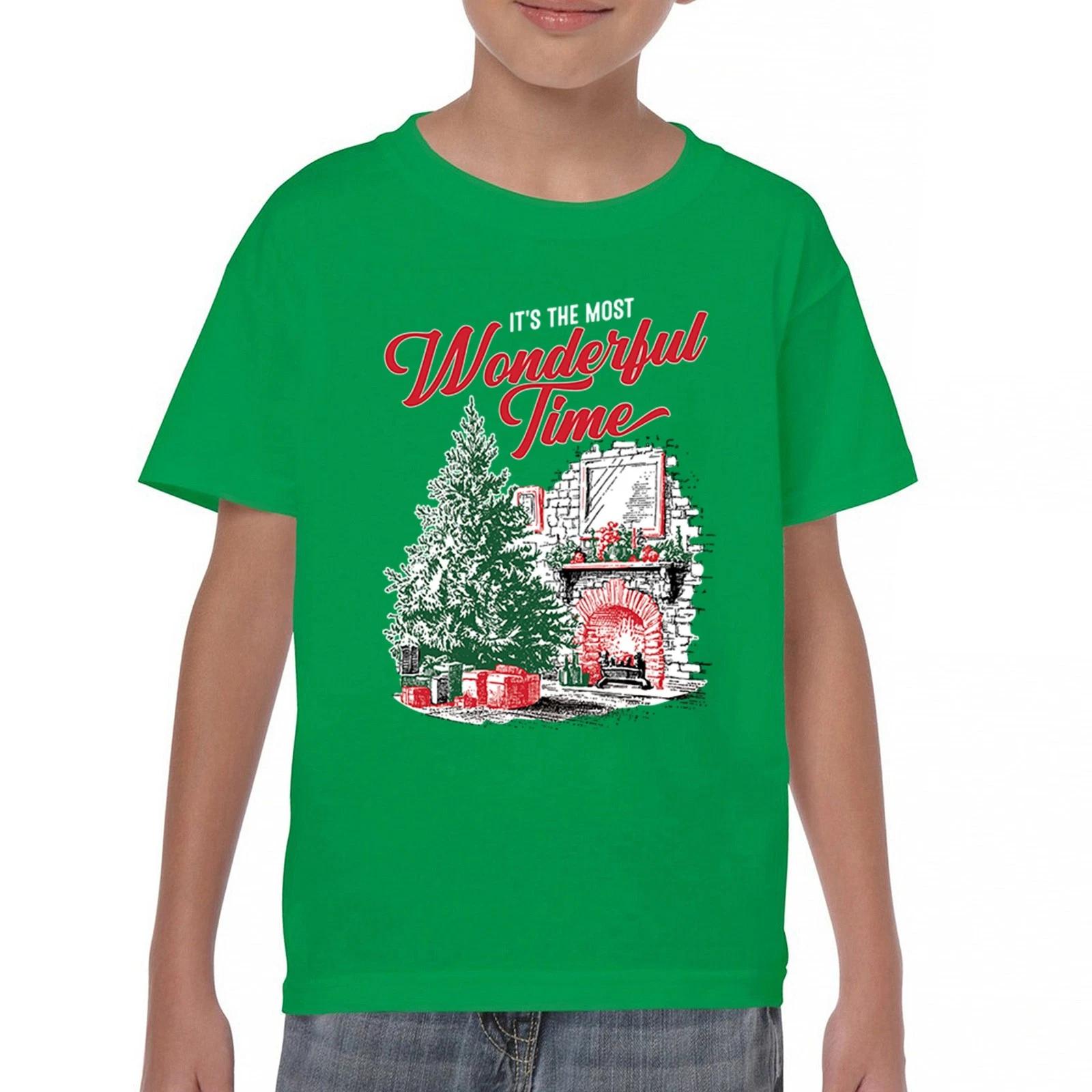Most Wonderful Time Youth kids boys T-Shirt Christmas Tree Merry Xmas Santa Elf Kids 160