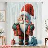 2pcs,2D Plane Printing Pattern Curtains Cute Santa Claus Presents Snow (3) Polyester Fabric (without Rod) Decorations Inside Use