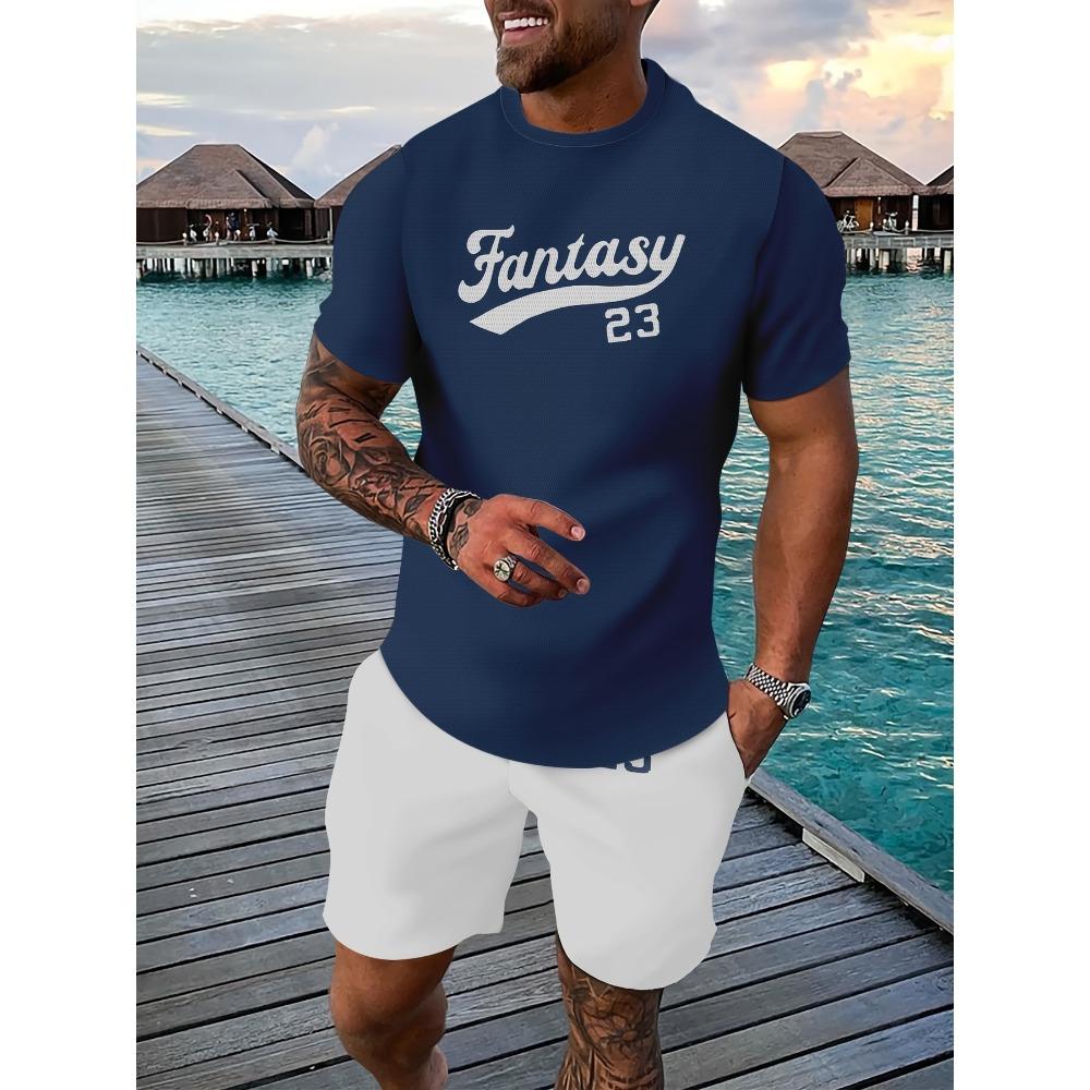 

[3D-печать] Повседневный спортивный костюм | Мужская футболка и костюм-пять брюк | 3D-печать | Дышащий | Для активного отдыха | Лето | Взрослые мужчины XL