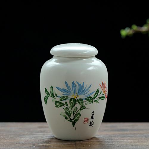Mini Portable Tea Can Ceramic Small Fragrant Powder Sealed Storage Can Pu'er Black Tea Green Tea Storage