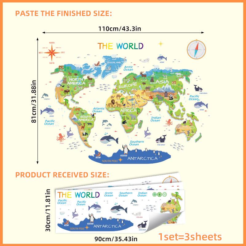 Animal distribution map decoration children's room kindergarten decoration removeable wall stickers