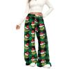 Women's Casual Fashion Christmas Print Elastic Waist Loose Plush Wide Leg Pants