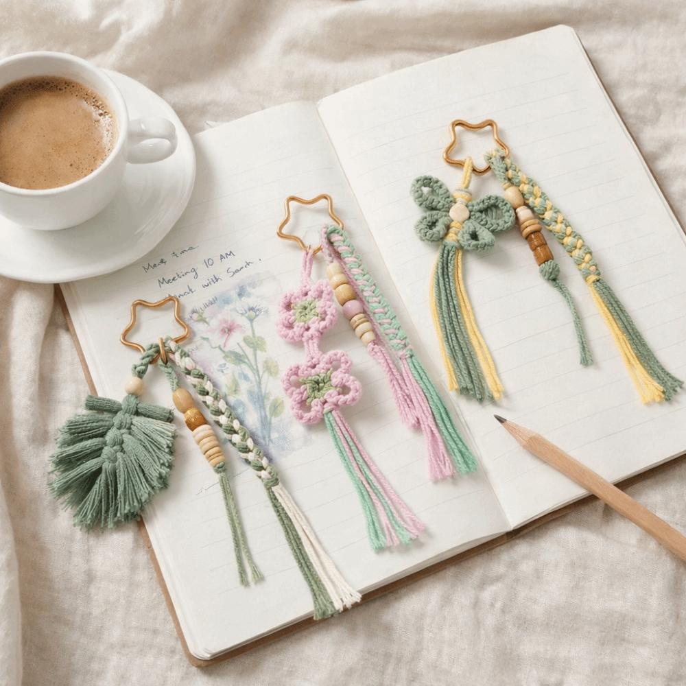 Tassel Braided Keychain Countryside Style Bag Pendant Handmade Woven Keychain  Bag Decoration