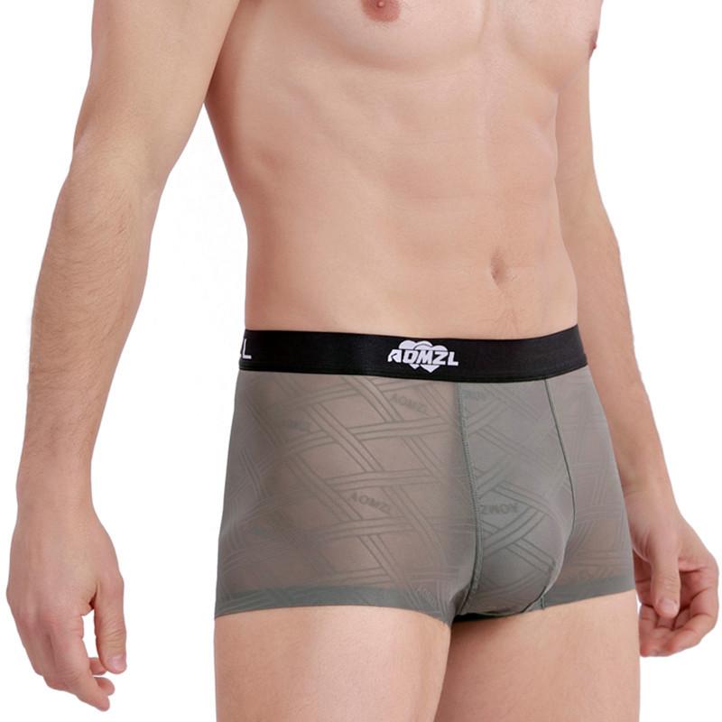 Nové žakárové bezešvé prodyšné boxerky z ledového hedvábí pohodlné pánské čtyřrohé šortky hlava