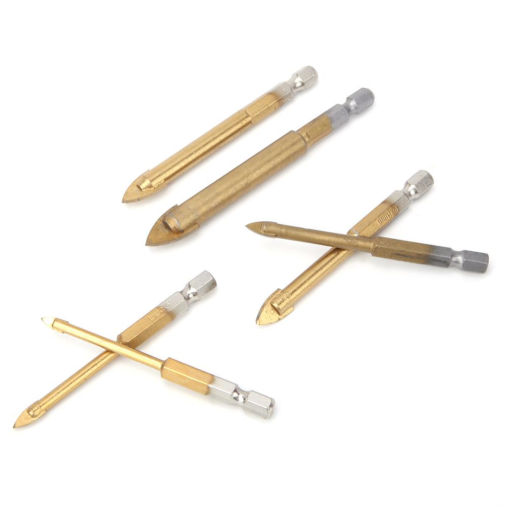 6PC Hexagonal Shank Titanium Triangular Glass Ceramic Drill 4mm   5mm   6mm   8mm   10mm  12mm