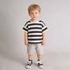 Boys' Short Sleeved Set Summer 0-5-year-old Boys' Striped Printed T-shirt+Casual Shorts Two Piece Set Children's High Quality Clothes