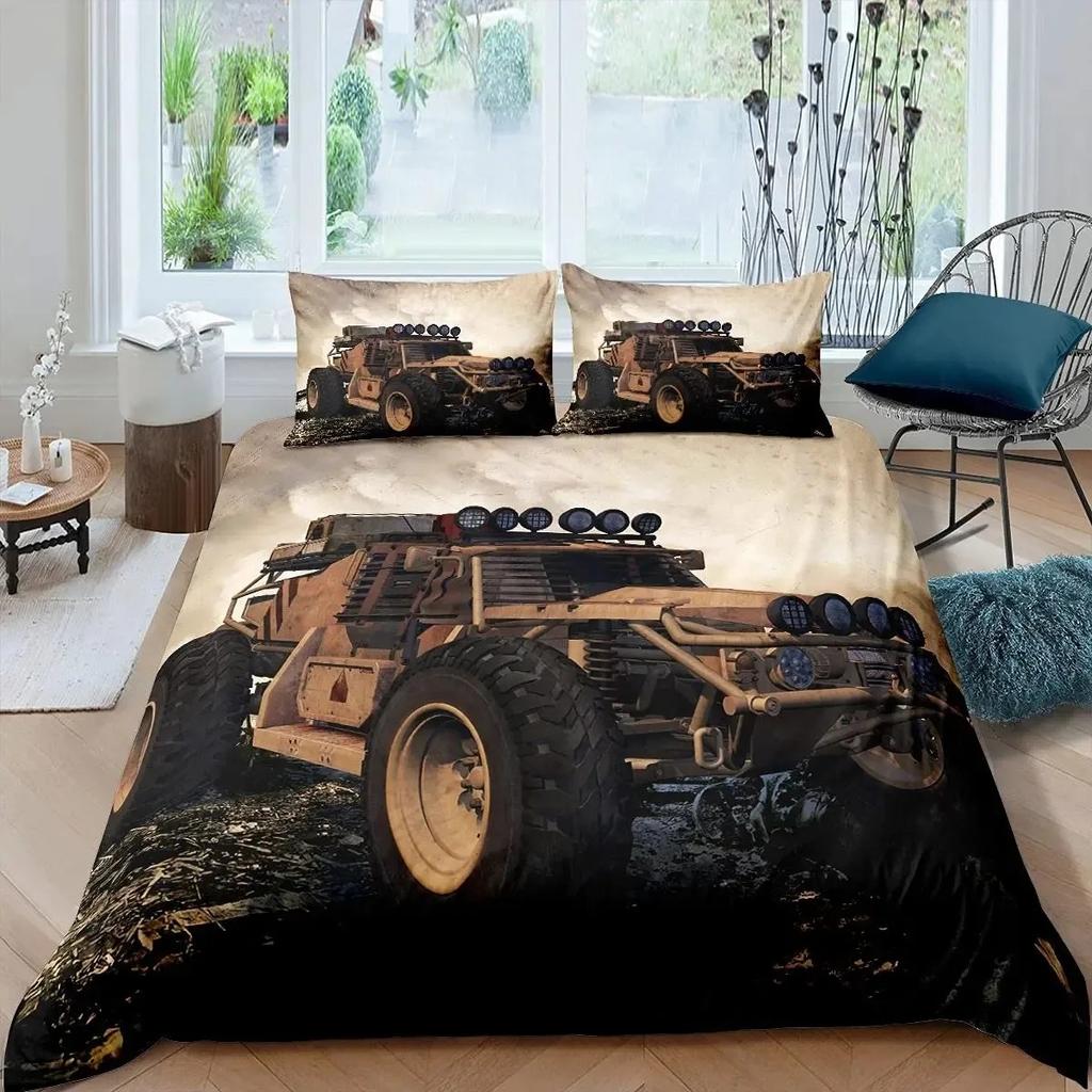 Set Copripiumino Jeep 4X4 Un Clic Ripittura Mai Fermarsi Avventura Off-Road Set Biancheria da Letto Automobili Set Biancheria da Letto Auto Sportive