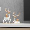 2Pcs Couple Reindeer Figurines Animal Ornament Sitting Standing Elk Sculpture Deer Statues for Table