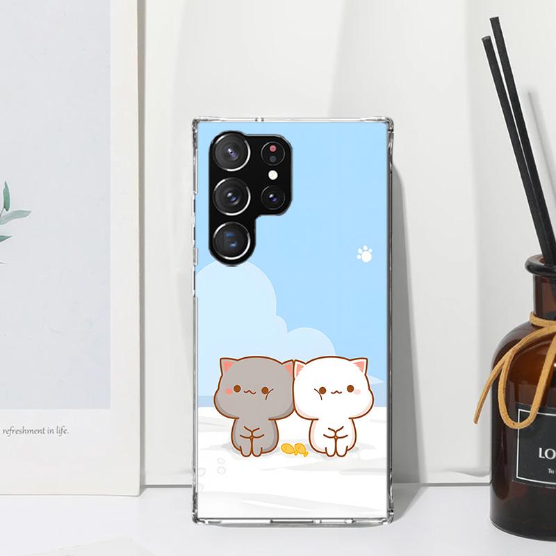 Cute Peach Goma Cat Phone Case For Samsung Galaxy S26 S25 Edge S24 FE S23 S22 Ultra S21 Plus S20 + Art Fundas Back Cover Galaxy