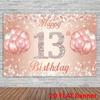 2D Roségoldene Geburtstagsbanner, 13. Geburtstag Glitzer-Ballon-Party & Live-Hintergrund