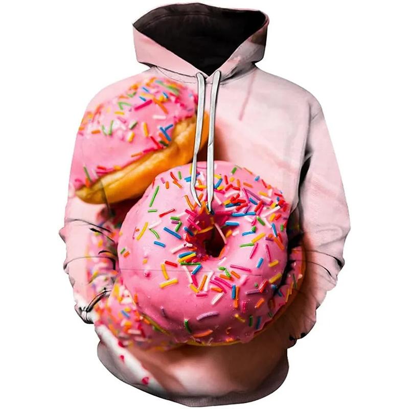 2024 Fashion New Autumn Donut 3D Printed Hooded Sweatshirt men's Casual Loose Fitting Pullover Sportswear Sweatshirt For Men