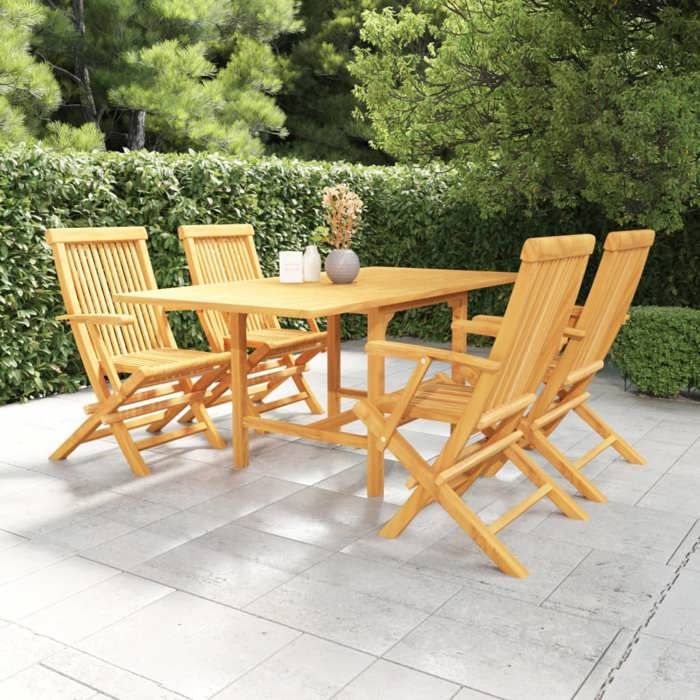 VidaXL Salon de Jardin 5 pcs Mobilier de Repas Ensemble de Salle à Manger Table et Chaises à Dîner Patio Extérieur Bois de 3059595