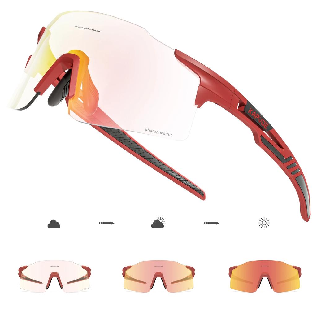 Kapvoe Photochromic Cycling Glasses MTB Cycling Sunglasses Outdoor Bike Eyewear Sports Glasses UV400 Bicycle Goggles Eyepieces