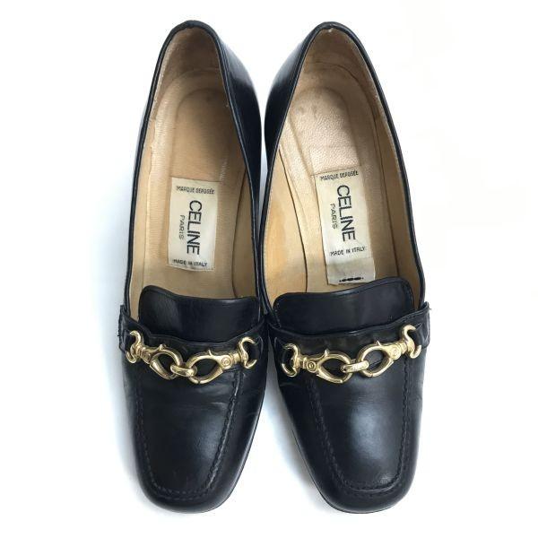 CELINE Leather High Heel Pumps 34 22 Black Italy