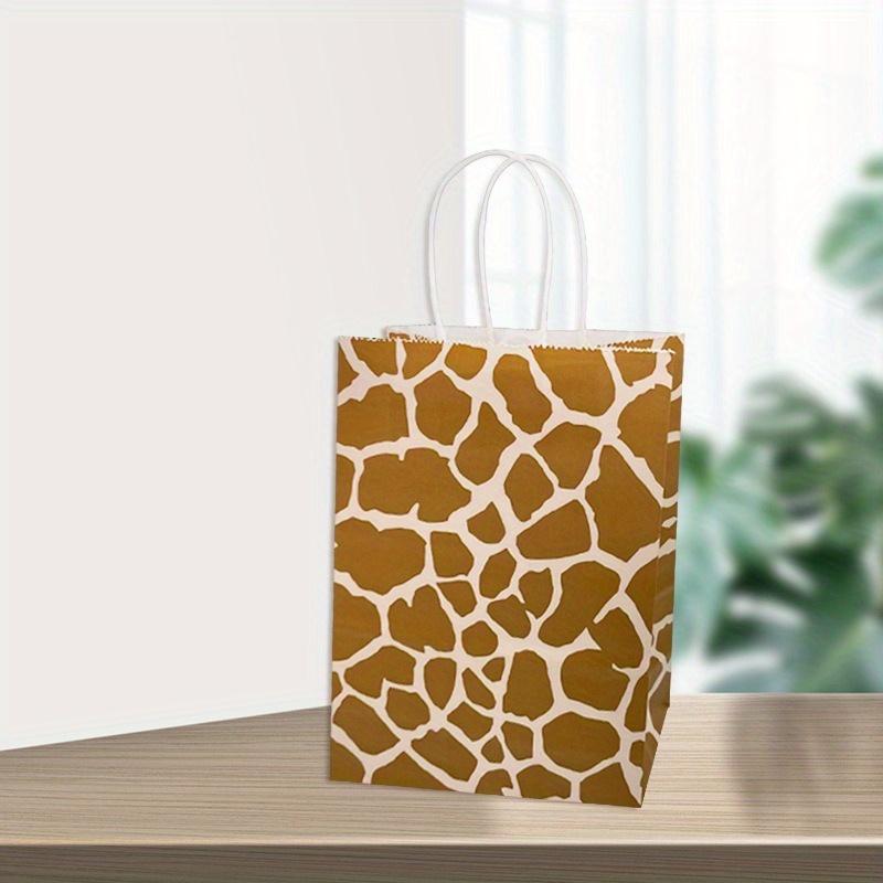 24Pcs, Large Capacity Kraft Paper Hand-Held Gift Bags with Cow Patterned Spotted Design for Holiday Decoration, Birthday Party