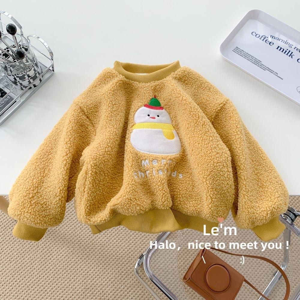 Children's Lamb Fleece Velvet Christmas Sweater - Thick, Soft, Round Neck Winter Style