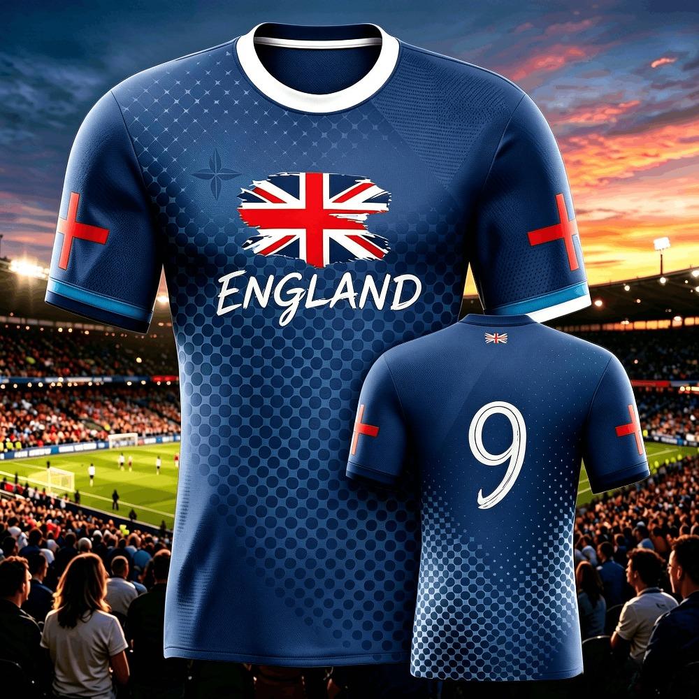 Maillot de Football Homme Angleterre Été 2026 Respirant Entraînement d'Équipe Mode Imprimé Décontracté Femme Manches Courtes T-shirt de Sport Homme