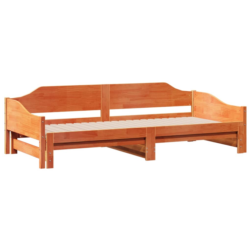 Extendable Daybed in Wax Brown 80 x 200 cm Solid Pine Wood