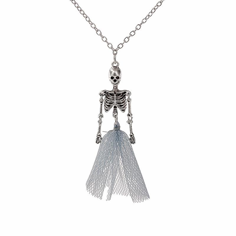 Skeleton Pendant Skeleton Necklace Couple Accessories Skeleton Bride Halloween Keychain Necklace Earrings Set