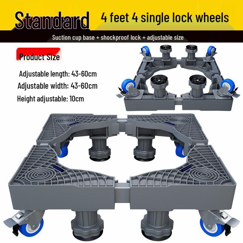 Grauer Verstellbarer Mobiler Waschmaschinenständer mit Rädern und Bremsen