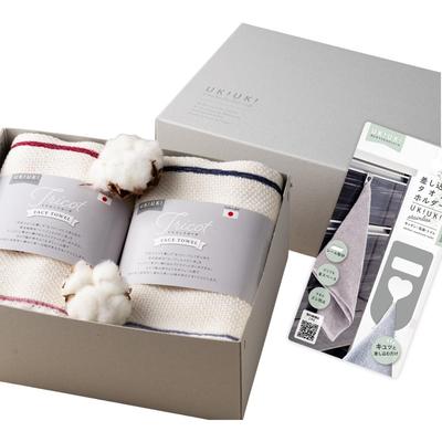 Hachisho UKIUKI Gift Set by Hassho Popular Gift for Made In Senshu Two Face Approximately 32cm X Includes a Towel Shoji. Women. Japan. Towels.