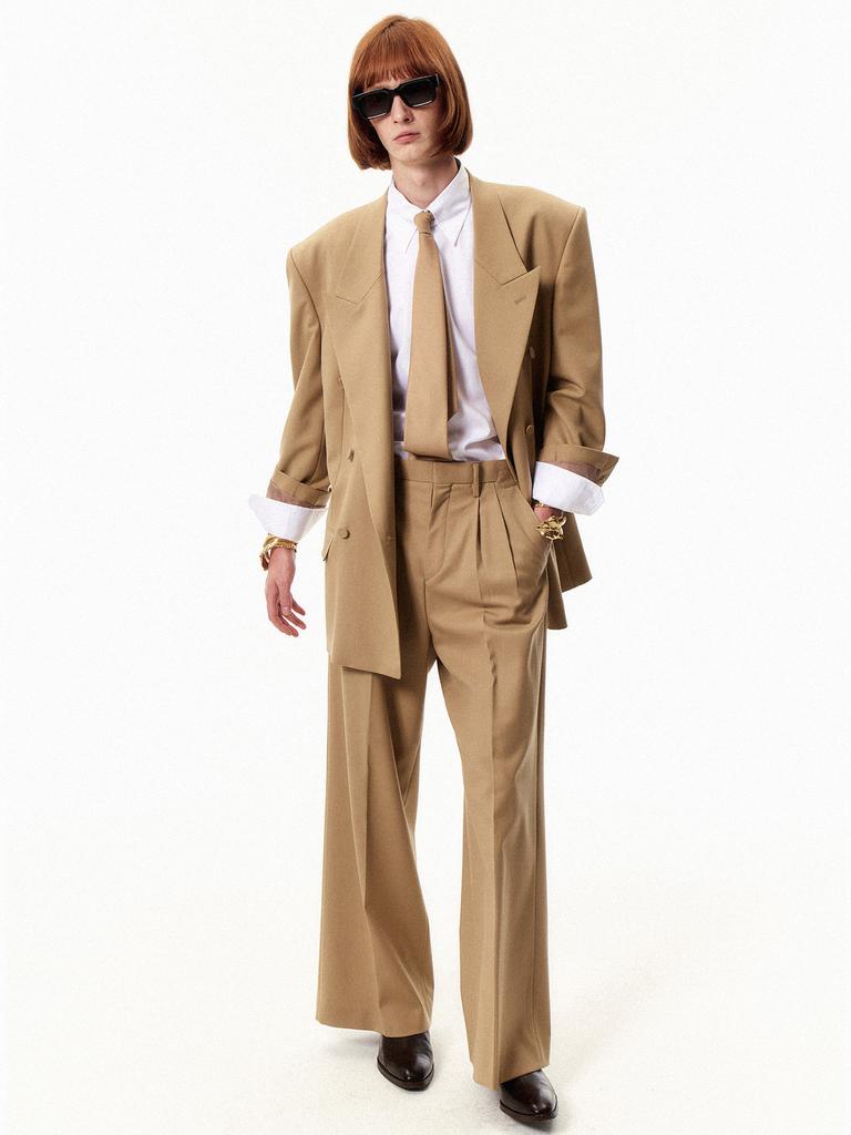 Kuleube High Waist Flare Pants (Beige)
