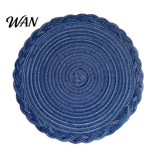 Eco-friendly Placemat 12 Inch Round Placemats, Polyester Woven Braided Place Mats, Washable Heat Resistant Circle Dining Table Mats for Kitchen