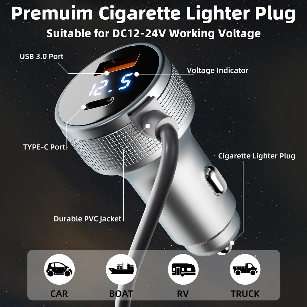 For Starlink Mini Car Charger Cable Adapter with DC-to-DC Step Up Converter 11V-16V Input Car Charger Waterproof Portable