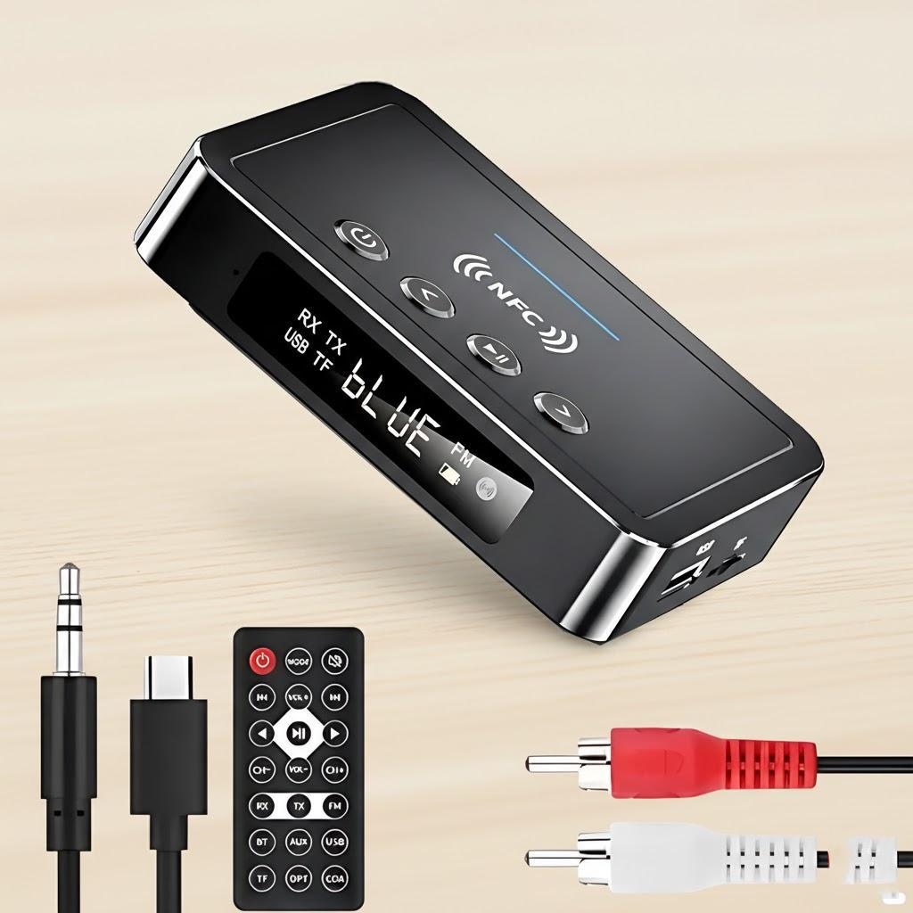 

Bluetooth 5.0 Receiver Transmitter 3-in-1 Adapter for PC Wireless Audio Streaming Music Dongle NFC Support чорний
