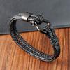 Classic Stainless Steel Clasp Stitching Leather Men's Bracelet Double-Layers Rope Charm Jewelry Accessories Couple Gifts